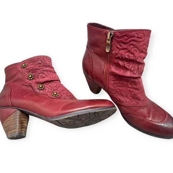 L'artiste Women's Belgard Leather Boots in Bordeaux Red size 38 - Picture 2 of 10